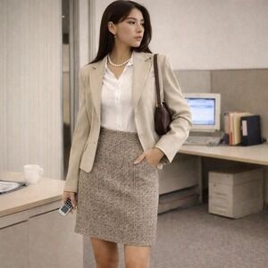 Preston & York Tweed Pencil Skirt 8 Y2K Office Siren